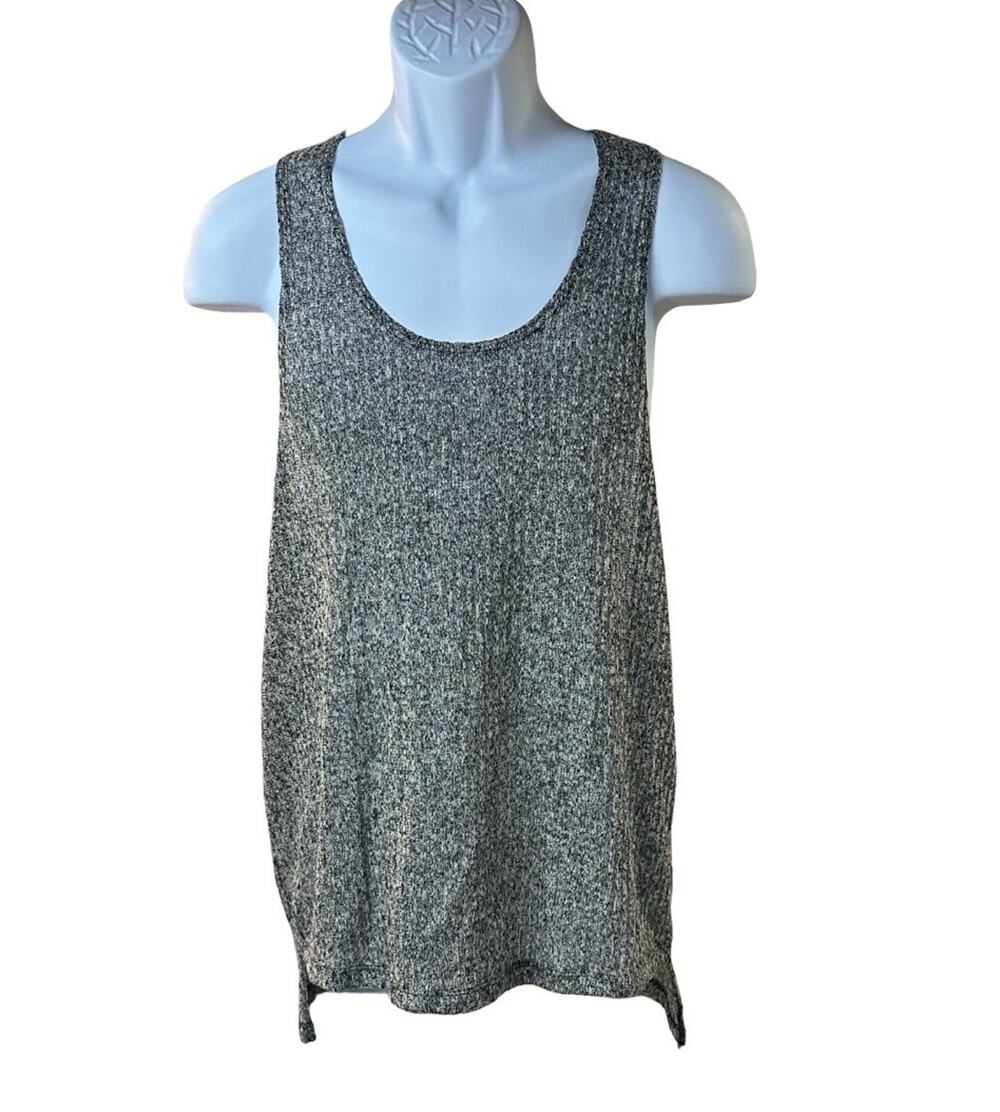 Rufskin Men’s Longline Tank Top S/M Black White Marled Knit Sleeveless